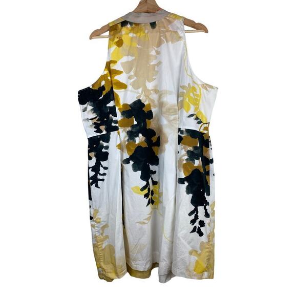 Tahari Woman 22 White Abstract Sleeveless Button Up Shift Dress - Picture 6 of 9